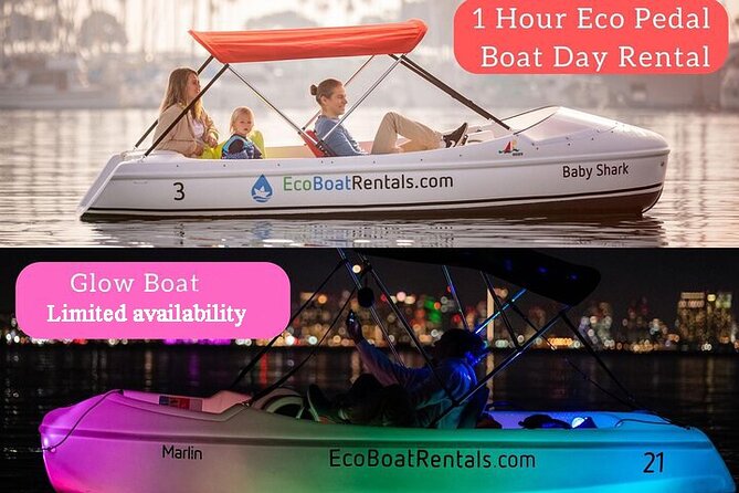 1 Hour Pedal Boat Rental in San Diego: Day or Night Glow Options - Just The Basics