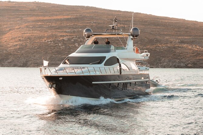 8 Hour Private Yacht Cruise in Delos Rhenia Mykonos Ferretti 830
