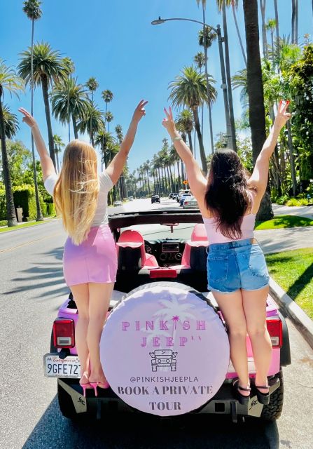 Beverly Hills Private Tour on an Open Pink Jeep