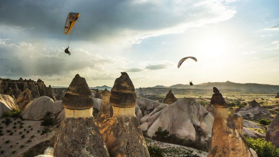 1 cappadocia sunrise sunset or daytime tandem paragliding Cappadocia: Sunrise, Sunset, or Daytime Tandem Paragliding