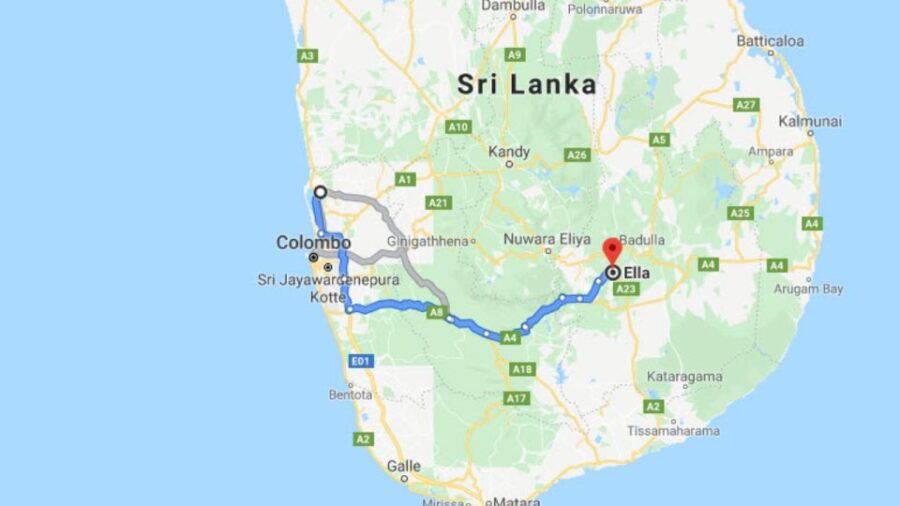 Colombo: Bandaranaike Airport to Ella Taxi Transfer