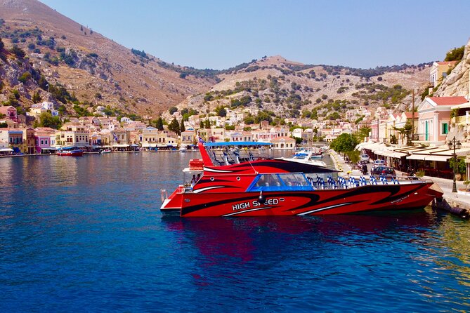 1 fast boat to symi with a swimming stop at st georges bay only 1hr journey Fast Boat to Symi With a Swimming Stop at St Georges Bay! (Only 1hr Journey)