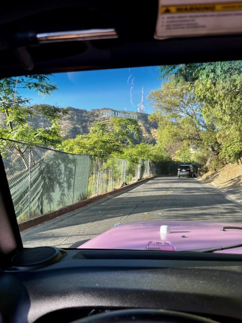 Hollywood Sign Private Tour on an Open Pink Jeep