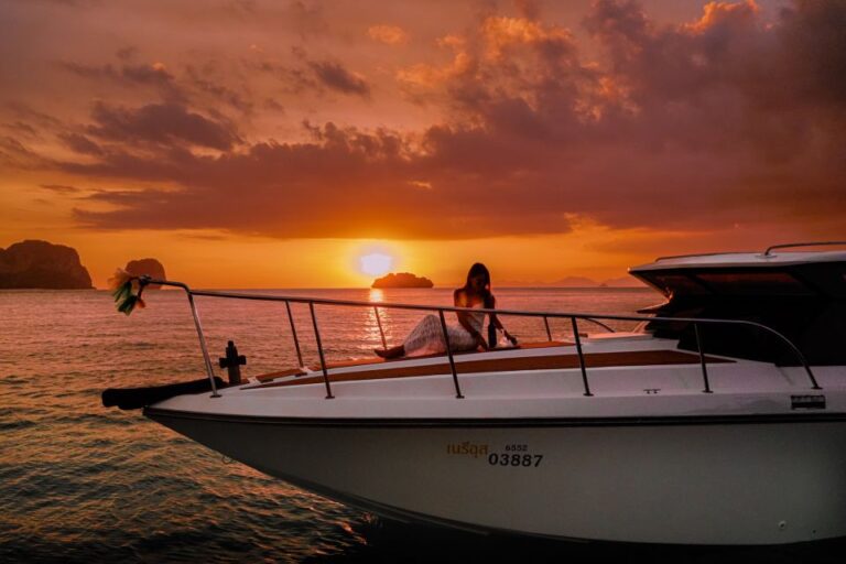 Krabi: Private 4 Islands & Sunset Dinner Luxury Speedboat