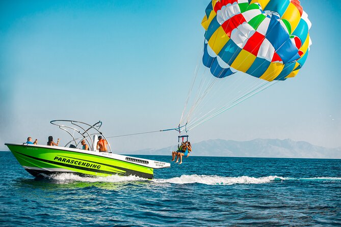 1 mykonos parasailing adventure on super paradise beach Mykonos Parasailing Adventure on Super Paradise Beach