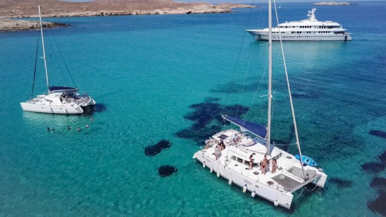 Mykonos: Private Catamaran Cruise W/ Food, Drinks & Transfer