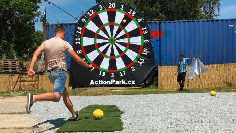 Prague: Giant Football Darts Game With Round of Beers & BBQ