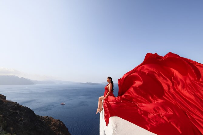 1 santorini flying dress photography Santorini Flying Dress Photography