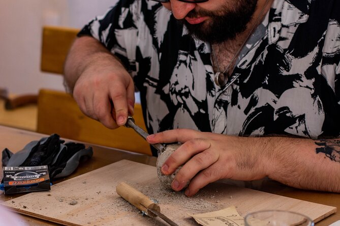 Wine Tasting and Carving Lesson in Santorini