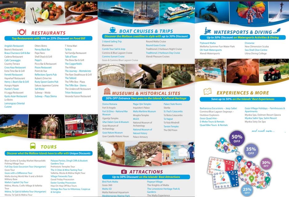 Malta Discount Card up to 50% off All Over Malta & Gozo - Experience Offered
