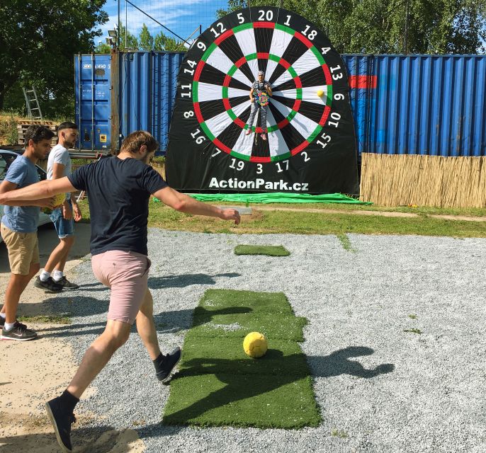 Prague: Giant Football Darts Game With Round of Beers & BBQ - Booking Information
