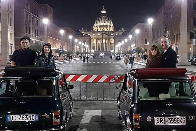 Rome Ancient Tour by Night in Mini Vintage Cabriolet With Drink - Weather Policy and Cancellation