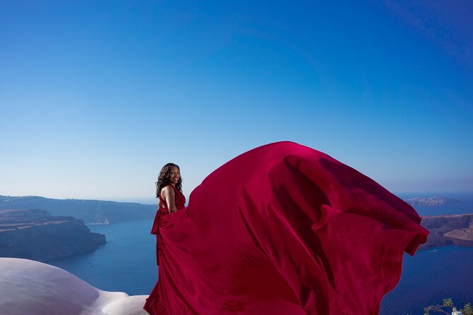 Santorini Flying Dress Photoshoot & Video by Professionals - Meeting Point Details