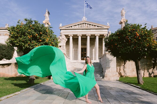 Athens Flying Dress Photo Shoot With a Professional Photographer - Sharing and Showcasing Your Stunning Images