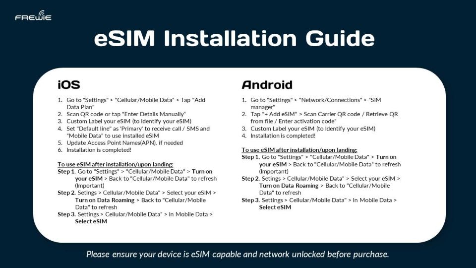 Beijing (China) Data Esim: 0.5gb to 5gb/Daily-30 Days - Activation and Installation Instructions