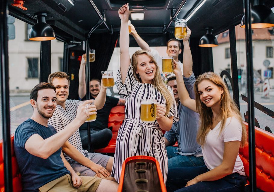 Prague: Airport Transfer Beer Party Bus With Unlimited Beer - Private Group Option