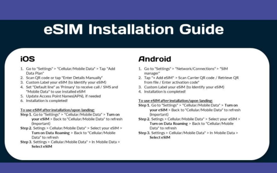 Thailand and Southeast Asia 6 Countries: Esim Roaming Mobile - Esim Activation and Usage Guide