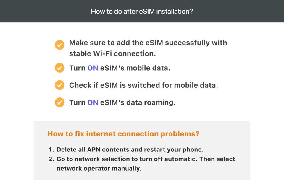 Asia: 8 Asian Regions Esim Data Plan - Device Compatibility Requirements