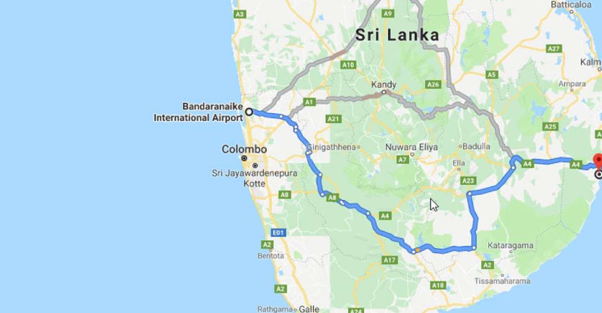 Colombo: CMB Airport to Arugam Bay City Private Transfer - Transfer Specifics