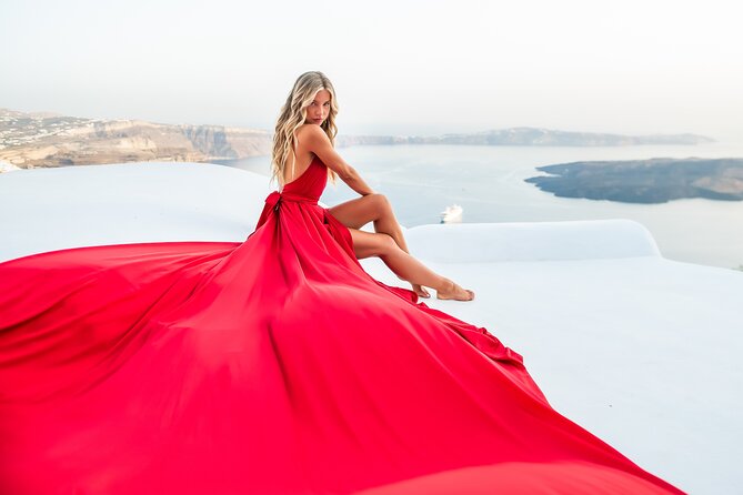 Professional Flying Dress Photoshoot In Santorini - Directions