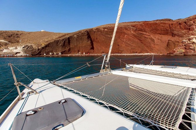Santorini Half Day Catamaran Private Cruise Incl. Meal, Drinks & Free Transport - Duration and Options