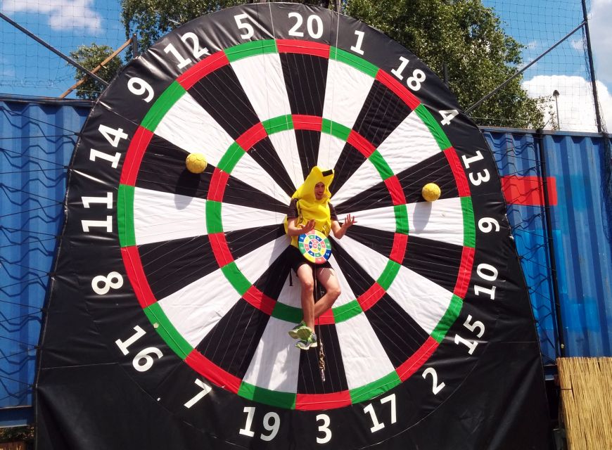 Prague: Giant Football Darts Game With Round of Beers & BBQ - Common questions