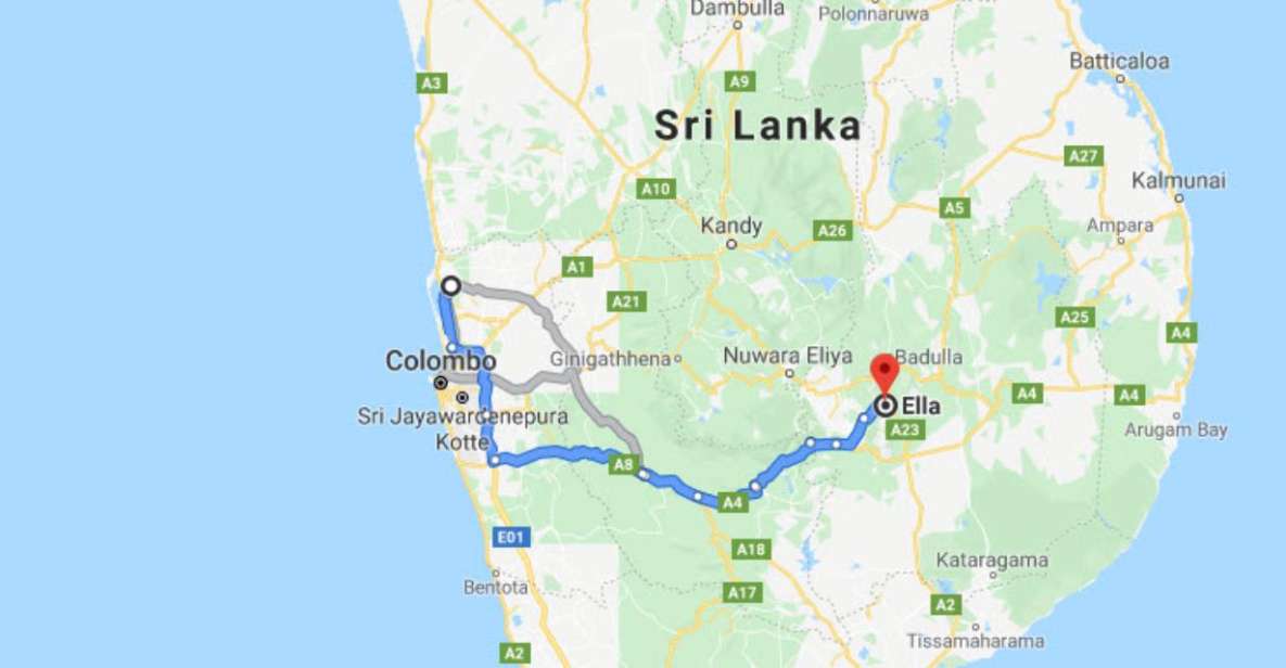 Colombo: Bandaranaike Airport to Ella Taxi Transfer - Key Points