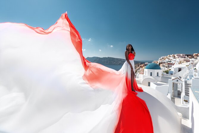 Flying Dress Photoshoot in Santorini: Happy Birthday Package - Just The Basics