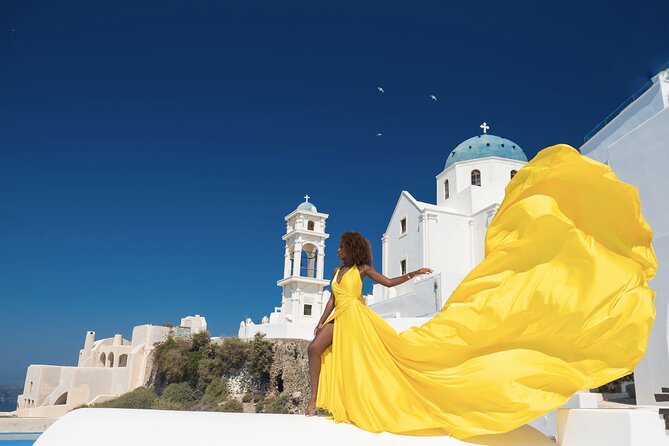 Professional Flying Dress Photoshoot In Santorini - Just The Basics