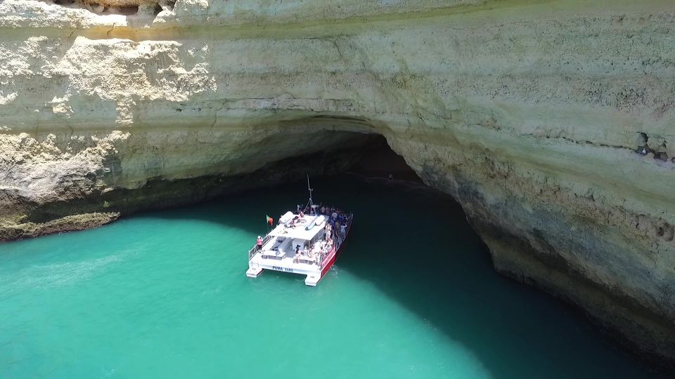 Quarteira: Benagil Cave Guided Catamaran Day Cruise & Drink - Key Points