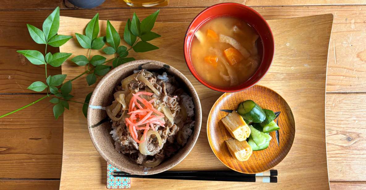 the ubiquitous japanese beef rice bowlgyudon with side dishe The Ubiquitous Japanese Beef Rice Bowlgyudon With Side Dishe