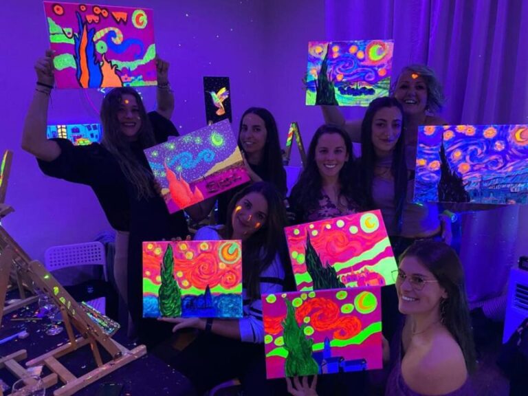 Barcelona: Fluorescent Paint and Wine Workshop