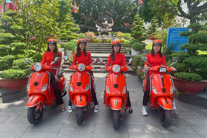 Beautiful Female Riders Vespa Red River Countryside Tour 5 Hours