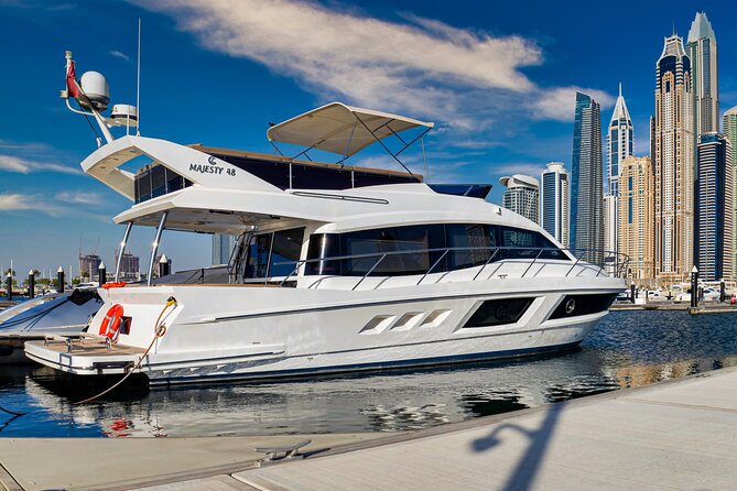 Discover the Hidden Island in Dubai in Majesty 48ft Yacht Rental