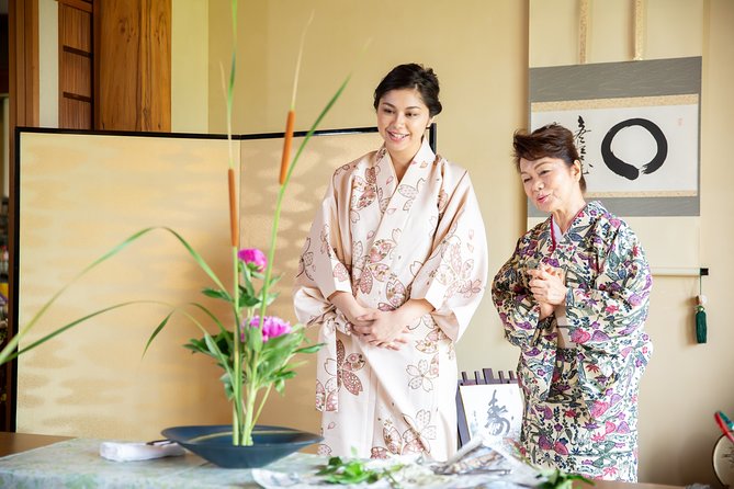 Flower Arrangement Experience With Simple Kimono in Okinawa
