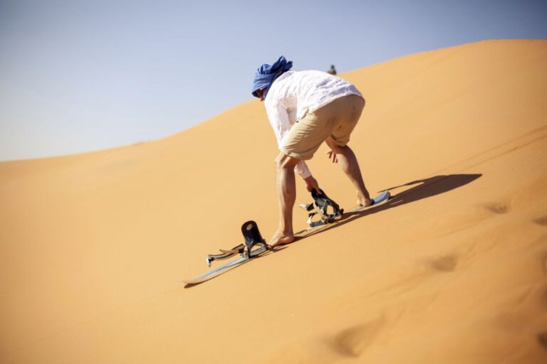 From Taghazout: Tamri Dunes Sandboarding With Sunset Dinner