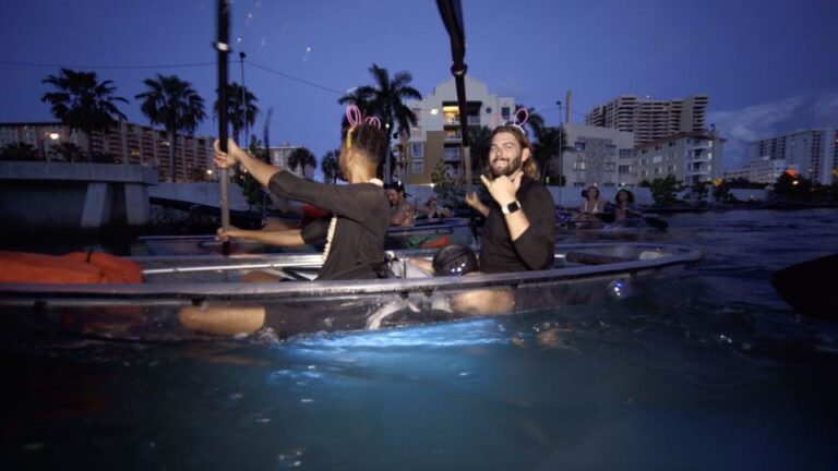 Lighted Clear Kayaks at Night W/ Champagne in Miami Beach
