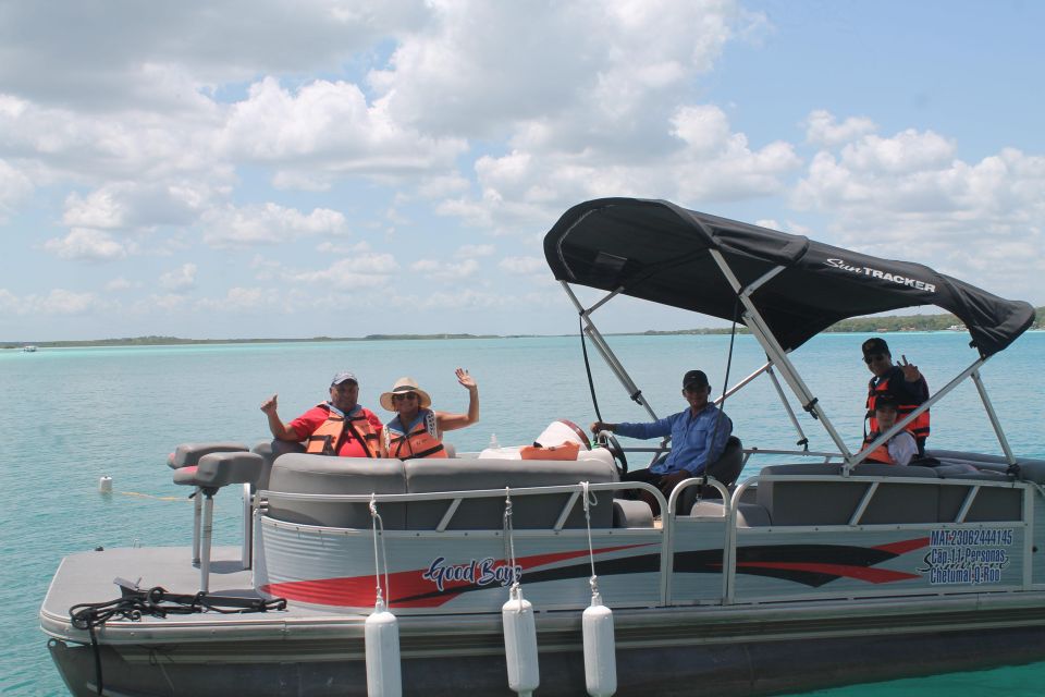 1 pontoon tour in bacalar seven colors lagoon Pontoon Tour in Bacalar Seven Colors Lagoon