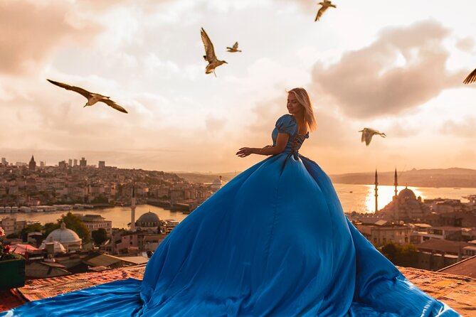 Rooftop Flying Dress Photo Shoot in Istanbul