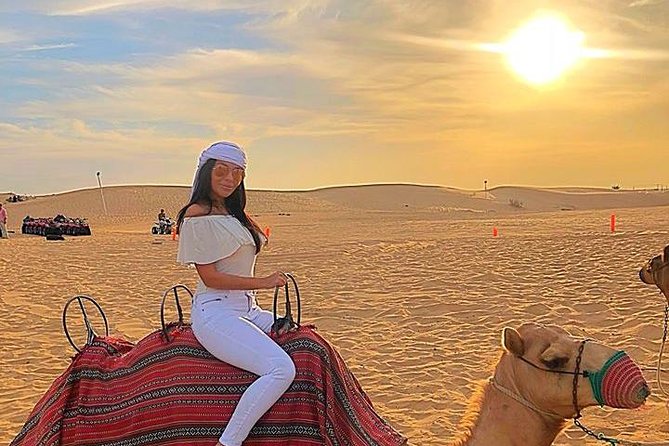 Sun Downer Desert Safari With Camel Trekking, BBQ and Buffet Dinner