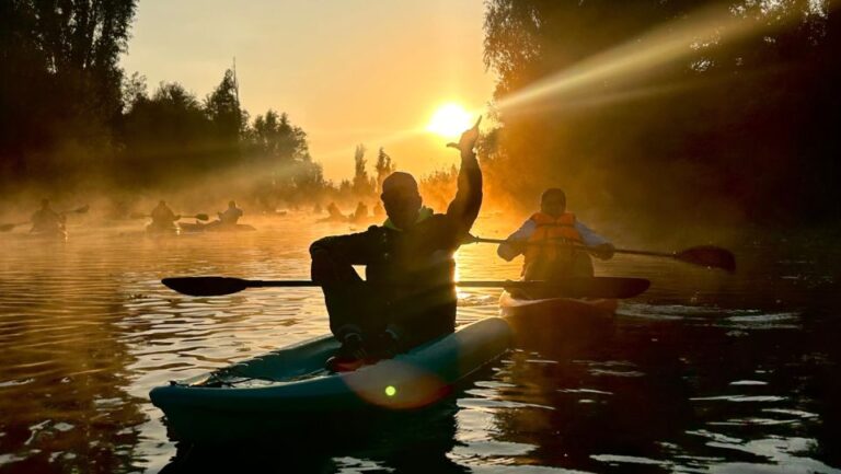 Sunrise in Xochimilco in a Kayak