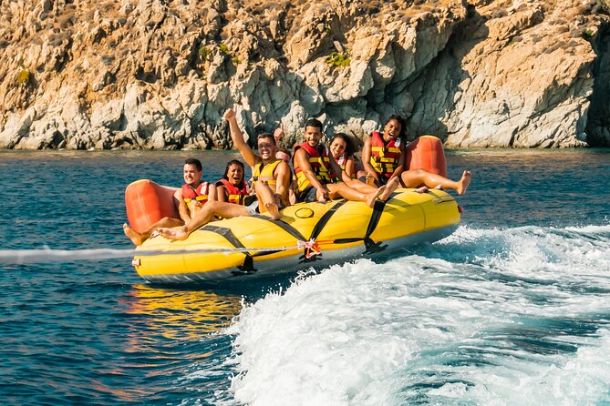 1 water tubing in mykonos with instructor and speedboat rider Water Tubing in Mykonos With Instructor and Speedboat Rider