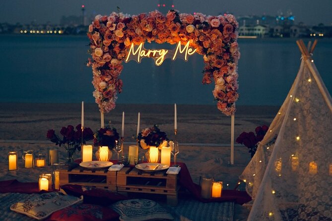 A Private Bespoke Beach Proposal in Dubai: Sand, Sea, and Love - Romantic Sunset Atmosphere