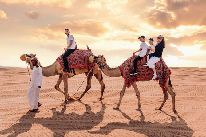 Dubai Desert Safari, BBQ, Live Shows, Camel, Sandboard (7-Hours) - Enjoy Unlimited Soft Drinks and Water