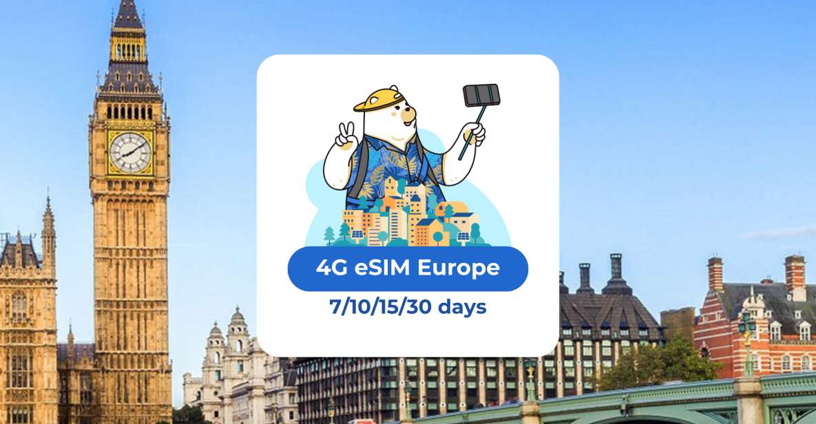Europe: Esim Mobile Data (33 Countries) - 10/15/20/30 Days - Coverage Across 33 European Countries