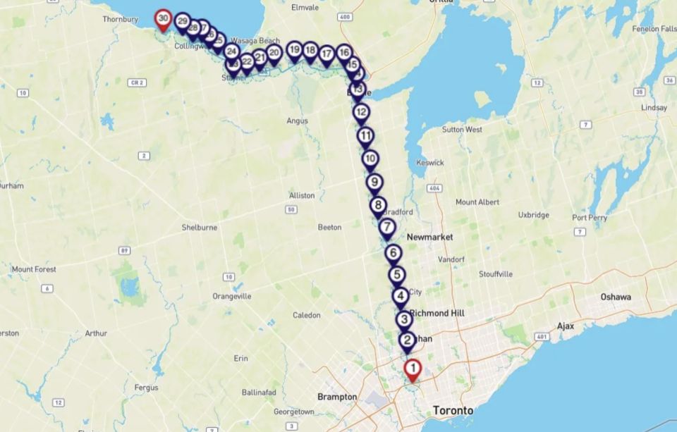 Between Collingwood & Toronto: Smartphone Audio Driving Tour - Tour Logistics and Access