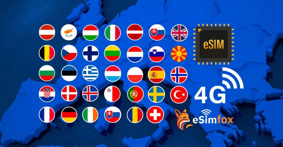 Esim Europe and UK for Travelers - Product Details and Location Information