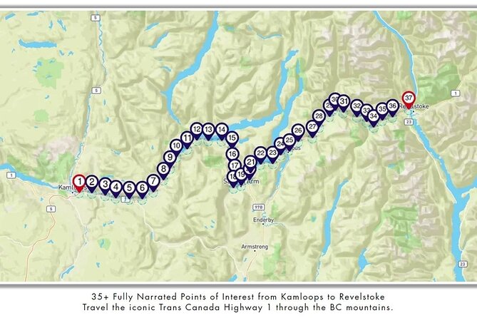 Smartphone Audio Driving Tour Between Kamloops & Revelstoke - Booking Details