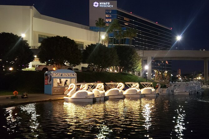 Illuminated Swan Boat Night Ride on Rainbow Lagoon - Perfect Date Night Idea