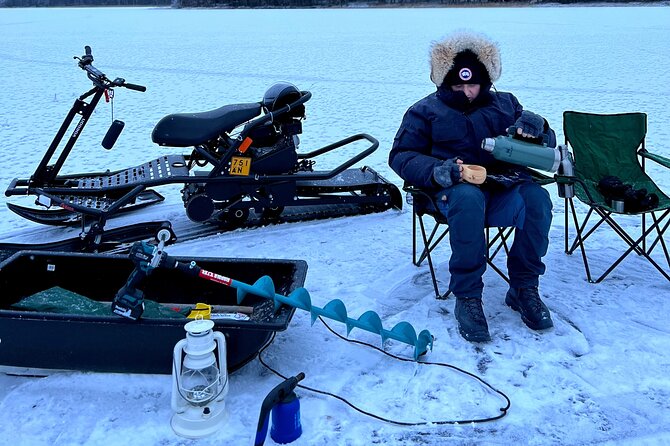 PRIVATE Ice Fishing Snow Scooters 3 Course Lunch in a Glass Igloo - Common questions